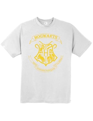 Image of Daily Apparel Hogwarts Men's T-Shirt, Harry Potter Quality Printed Tee, Regular Fit Short Sleeve 100% Cotton top, Best Gift for Harry Potter Lovers Men/Women/Kids White