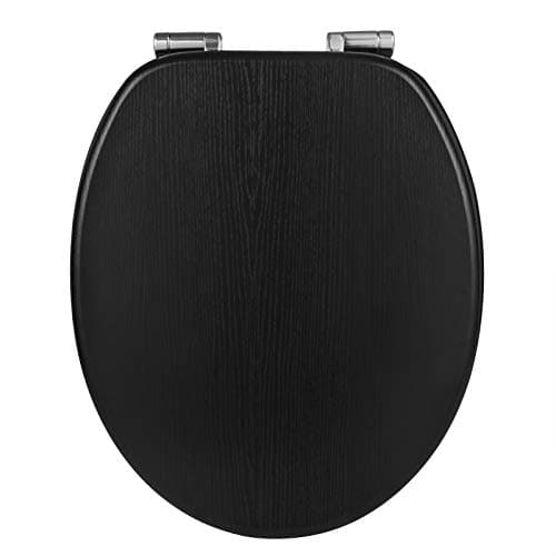 Image of WOLTU Wooden Toilet Seat, Soft Close WC Seat with Strong Hinge Ideal for Standard Toilet Black