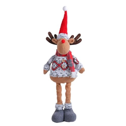Image of Rurunklee Christmas Decorations 24.4 "Plush Reindeer Figurine with Retractable Long Legs Christmas Ornament Home Decorations Doll Soft Door Window Table Tree Holiday Season Decor