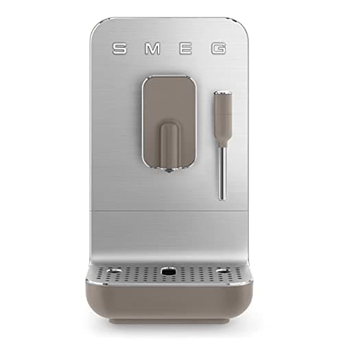 Image of Smeg BCC02TPMUK Bean to Cup Coffee Machine, Retro 50's Style, Steam Wand, Matte Taupe