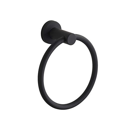 Image of BGL Black Towel Ring Wall Mounted, Stainless Steel 304 Rubber Round Towel Holder for Bathroom