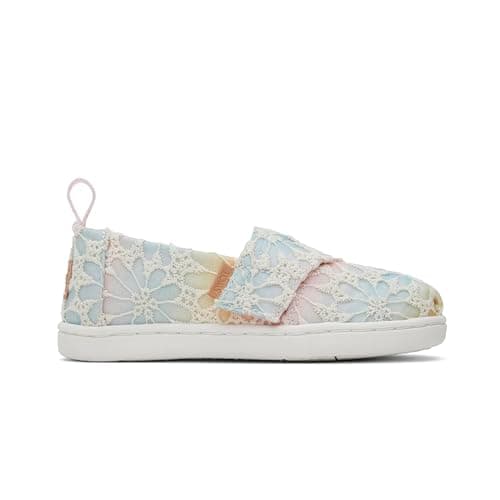 Image of TOMS Tiny Girl's Classic Alpargata Espadrille Loafer Flat, Parfait Pink Ombre Floral Lace, 3 UK