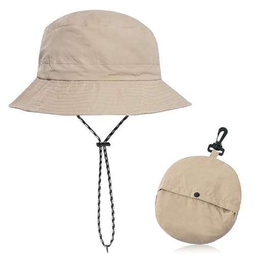 Image of SMYJDMM Bucket Hat, Boonie Hat with Adjustable String, Fishing Safari Boonie Hats FishingHat Waterproof Hats for Men Women for Camping Walking Hiking Golf Fishing