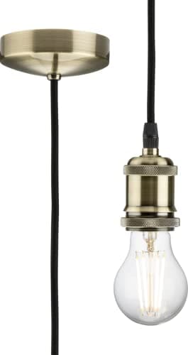 Image of Knightsbridge 1.8m E27 Vintage Pendant Set - Antique Brass, (8271L)