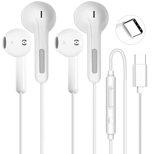 Image of 2 Pack USB C Headphones for iPhone 17/16/15 Pro Max, Wired Headphones USB C Earphones Wired Type C Earphones with Mic & Volume Control, In Ear USB C Earbuds for Samsung Galaxy, iPad Pro, Google Pixel