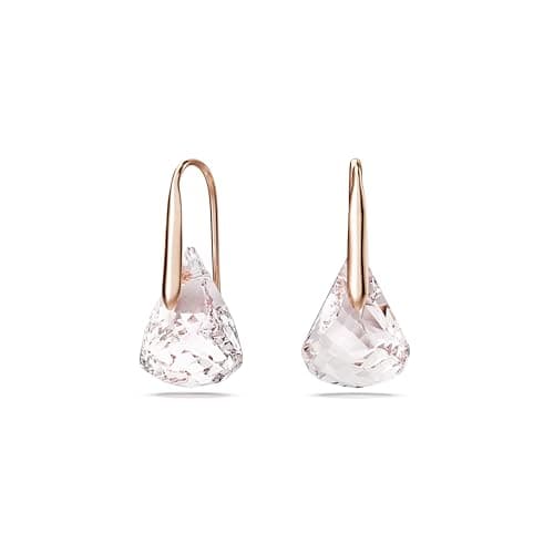 Image of Swarovski Lunar drop earrings, Pink, Rose gold-tone plated