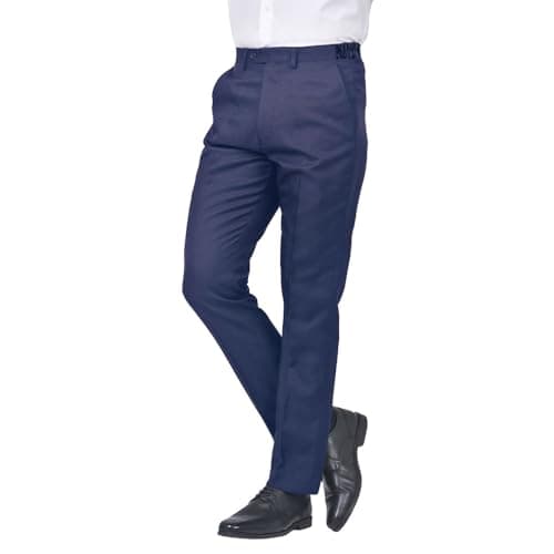 Image of Jolliman Mens Plus Size Trousers Stretch Waist Big & Tall Trousers Pants Lightweight Smart Formal Business Office Waist 54W / 29L Navy