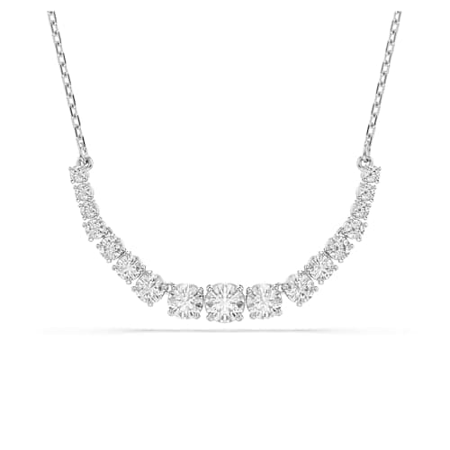 Image of Swarovski Matrix Necklace, Clear Round-Cut Crystals in a Rhodium-Finished Setting, Part of the Matrix Collection