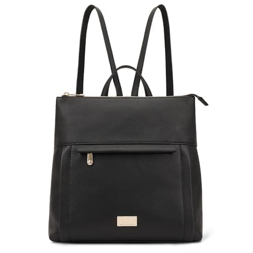 Image of PAUL COSTELLOE Leather Backpack for Women, Fashion Casual Daypack, Travel Portable Shoulder Bag, Designer Backpack - OTAVA (JET BLACK)
