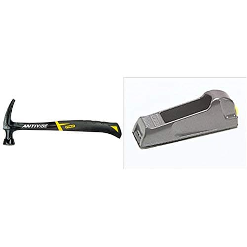 Image of Stanley FMHT1-51278 20oz Fatmax Antivibe Steel Hammer-Rip Claw, Black/Yellow, 570g & Metal Body Surform Block Plane 5 21 399