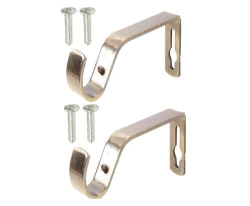 Image of ROKEL Curtain Pole Bracket 19mm - Set of 2 Antique Brass Metal Heavy Duty Curtains Rod Wall Brackets with Screws for Secure Hold, Easy Install for Perfect Curtain Rail Support (Antique Brass, 19mm)