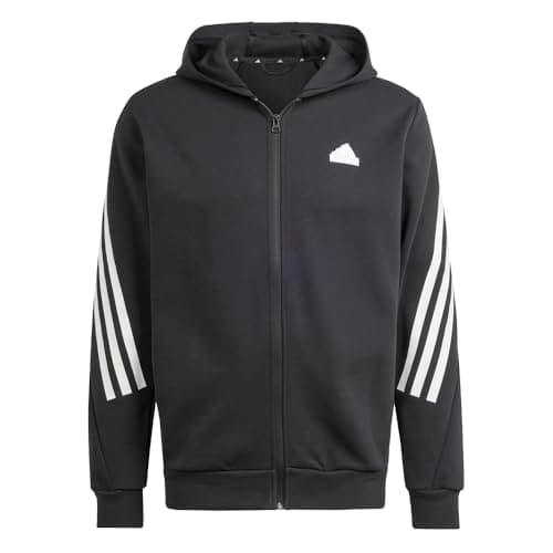 Image of adidas mens Future Icon 3 Stripes Full-zip Hoodie, Black, L