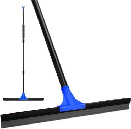 Image of Floor Squeegee for Concrete and Tile Cleaning, 60 cm Rubber Squeegee Broom, Large Heavy Duty Outdoor squeegee patio 160 cm Long Handle, Cleaning Garage, Deck, Bathroom, Shower Glass, Window,Marble
