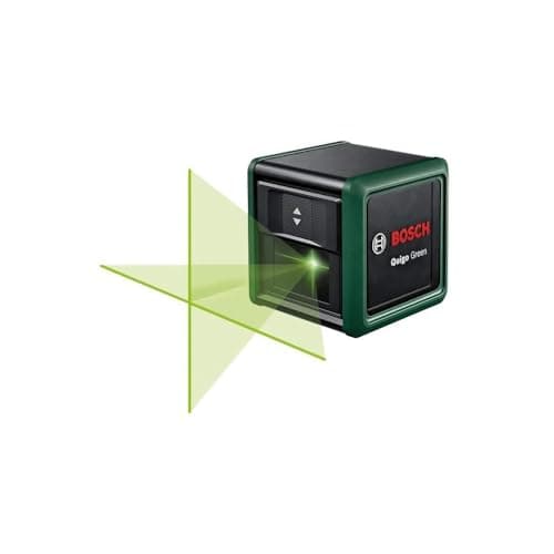 Image of Bosch Cross line Laser Quigo Green with Tripod (Green Laser for Better Visibility, housing Made of Recycled Plastic, in E-Commerce Cardboard Box)