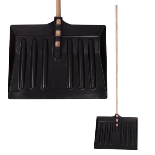 Image of 1.3m Snow Shovel - Pusher, Scooper, Mucking Out Emergencies | Ideal for Clearing Garden, Car, Truck, Driveway Etc | Strong & Durable Plastic Spade with Wooden Handle – Heavy Duty 130cm