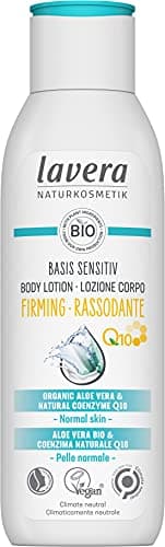Image of lavera basis sensitiv Body Lotion Firming - Natural Cosmetics - vegan - Organic Aloe Vera & Natural Coenzyme Q10 - certified - 250ml, white