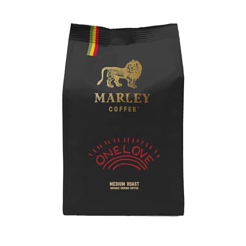 Image of Marley Coffee Medium Roast Organic Ground Coffee 227g - One Love Blend - From The Marley Family - V60 Filter Cafetiere Aeropress - Strength 3