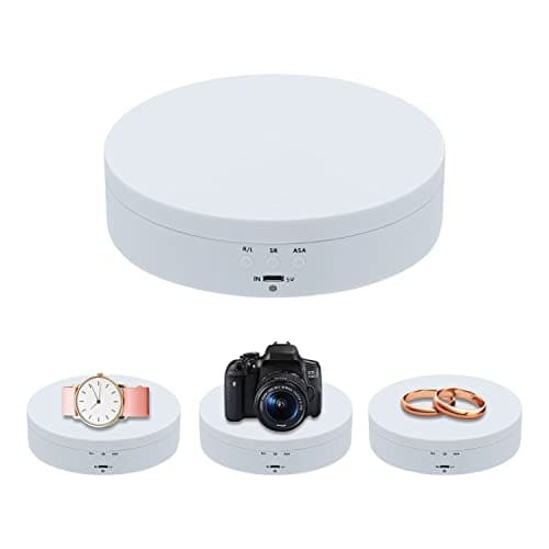 Image of Mcbazel 360 Degree Rotating Display Stand for Photography 3 KG Load Electric Rotating Turntable Motorized Rotating Stand Display Table for Display Jewelry, Watches, Digital Products - 5.4 Inch (White)