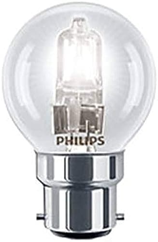 Image of PHILIPS 28 W Halogen EcoClassic B22 Bayonet Cap 230V P45 Golf Ball - Pack of 3 Bulbs