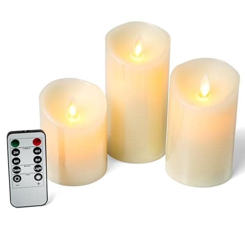 Image of Crystals Set of 3 - Flameless LED Candles Battery Operated Real Wax Flickering Flame with Remote