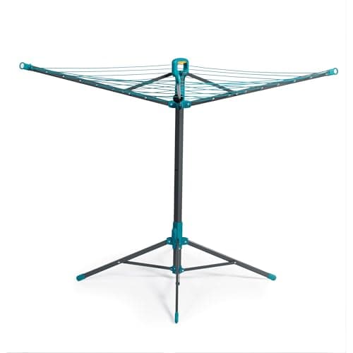 Image of Beldray Hip Level Laundry Airer - 20 Metre Freestanding Drying Rack for Clothes, Handle for Folding, Indoor, Outdoor, 4 Ground Pegs, Foldable, Compact, 4 -Arm Design, Collapsible, PVC Washing Lines