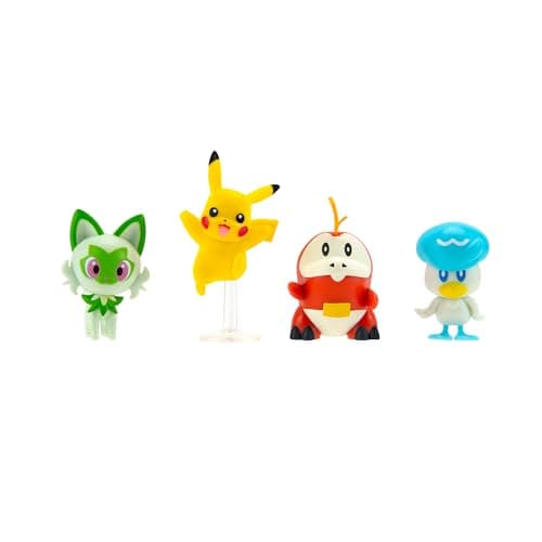 Image of Pokémon Paldea Battle Figure 4 Pack - Features 2-Inch Pikachu, Fuecoco, Sprigatito, and Quaxly Battle Figures
