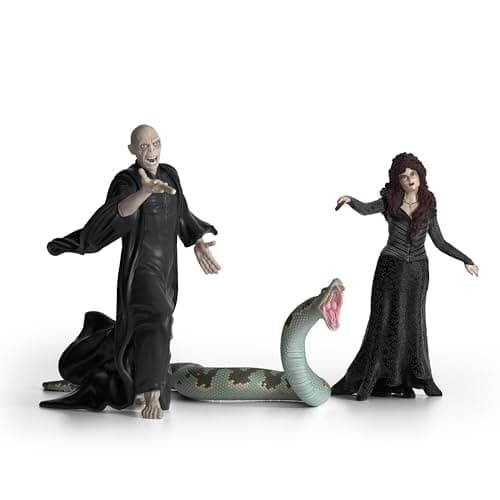 Image of SCHLEICH Harry Potter - 3PC Voldemort, Bellatrix Lestrange and Nagini Figurines - Harry Potter Set - Wizarding World Collectible Figures for Kids and Adults - Ages 6+ | 42684
