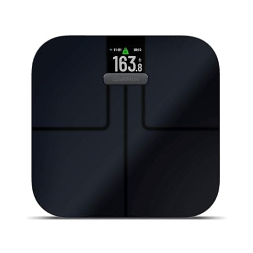 Image of Garmin Index S2 Smart Scale, measure weight & body composition, BMI, weight trend, body fat percentage, muscle & bone mass, built in wifi, pair with Garmin Connect, up to 16 users, Black