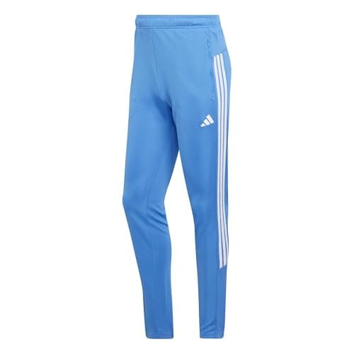Image of adidas Men's Workout Essentials All-Set 3-Stripes Knit Pant, ray Blue/White, XXL