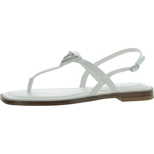 Image of GUESS Women's Rainey Flat Sandals, White 140, 5 UK