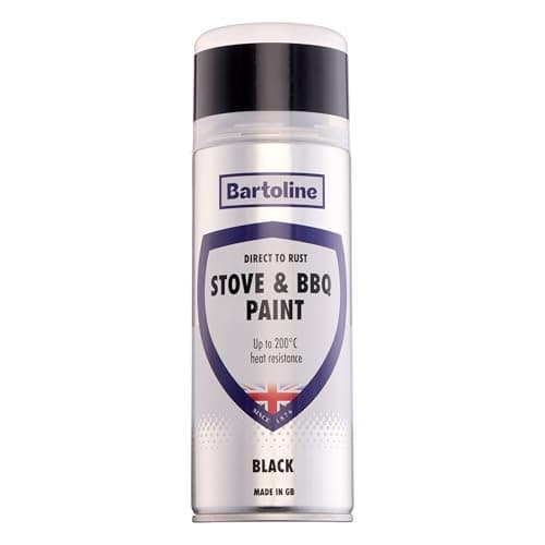 Image of Bartoline Direct to Rust Stove and BBQ Paint Black 400ml Matt Finish Heat Resistant Spray up to 200°C No Primer Needed All-in-One Paint for BBQs, Stoves, Fireplaces, PipesandAutomotive