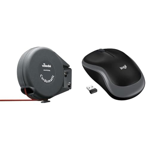 Image of Vileda Cordomatic Retractable Washing Line with 15m Outdoor Clothes Line & Logitech M185 Wireless Mouse, 2.4GHz with USB Mini Receiver, 12-Month Battery Life