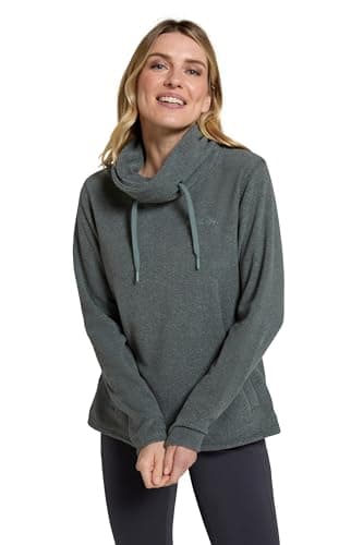 Image of Mountain Warehouse Hebridean Womens Cowl Neck Fleece - Breathable Sweater, Brushed Inner & Two Front Pockets – Ideal For Spring Summer, Travel & Outdoors Dark Khaki Women's Size 16
