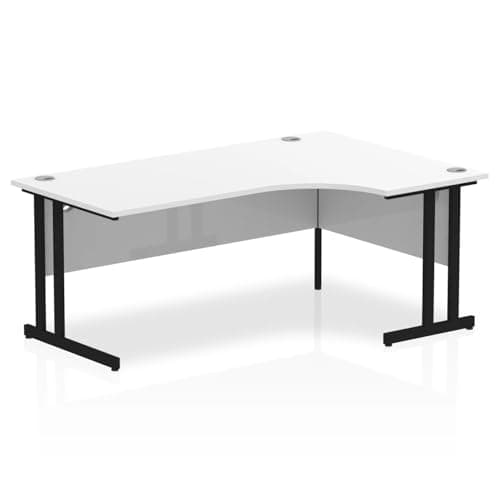 Image of Mr Office Impulse Right Crescent Desk, Black Cantilever Leg, White, 1800