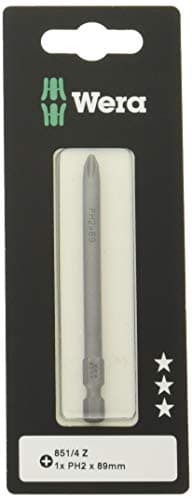Image of Wera 05073521001 Wera 05073521001 Long Bits 851/4 Z Single Pack 1 x PH 2 x 89 mm - Silver