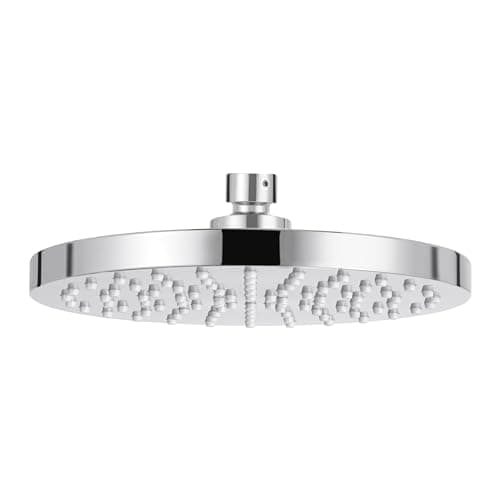 Image of KES Rainfall Shower Head 8-Inch Rain Shower Head Overhead Replacement, Fixed Shower Heads Adjustable with Swivel Ball Round Chrome, J201