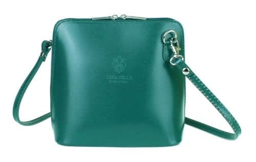 Image of Girly Handbags Womens Vera Pelle Genuine Leather Snake Skin Rigid Cross Body Shoulder Bag Real Italian (Dark Teal)