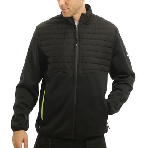 Image of Lee Cooper Workwear LCJKT460 Mens Padded Fleece Full Zip Work Jacket, Black/Black, L