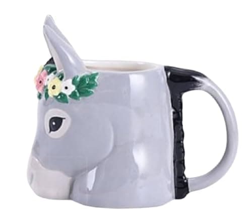 Image of P&R:UK 3D Animal Cat Dog Shaped Tea, Coffe, Novelty Cups Mug for Hot Drinks Microwave, Dishwasher Safe Hot Chocolate Cups (Donkey)