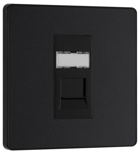 Image of BG PCDMBRJ451B Matt Black Evolve RJ45 Cat6 Data Outlet - Black Insert