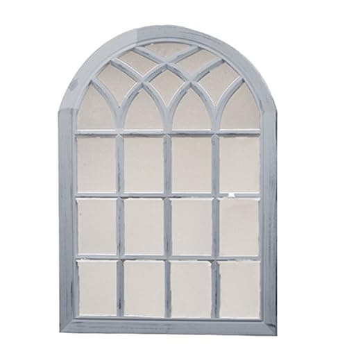 Image of VFM - Arched Garden Mirror Mirror for Gardens Distressed for Walls Indoor & Outdoor Mirror, Durable & Elegant Panelled Mirror - 50. 5cm X 78. 5cm X 3cm Grey