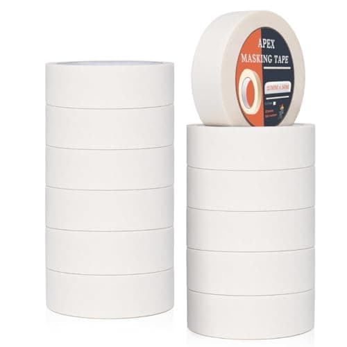 Image of Apex Business Supplies 25mm Masking Tape 12 Rolls (25mm X 50m) | Multipurpose Masking Tape For Painting | Indoor Tape For Painting | Decorating Tape DIY Use | Crafts & Wall Decorating Painters Tape