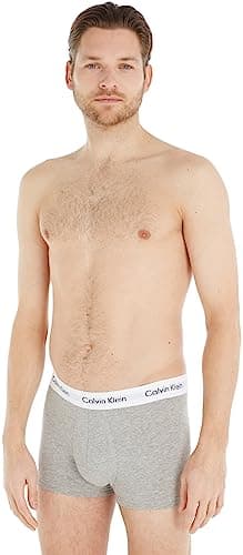 Image of Calvin Klein Men’s 3 Pack Low Rise Trunks, Grey (Grey Heather), S