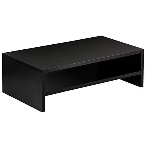 Image of FITUEYES Monitor Stand 2 Tiers Computer Monitor Riser,42.5cm Wood Desktop Stand for Laptop Computer Screen Riser, with Storage Shelf, Office Supplies, Desk Organizer, Black