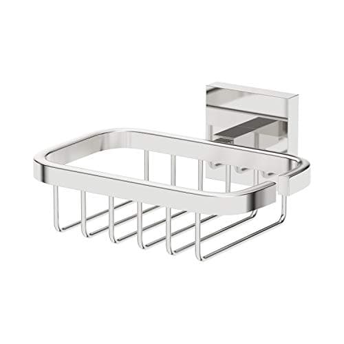 Image of Wall Mounted Soap Dish Holder Basket Bathroom Accessory Chrome Plated Square Easy Drain Shower Caddy Soap Storage Tray