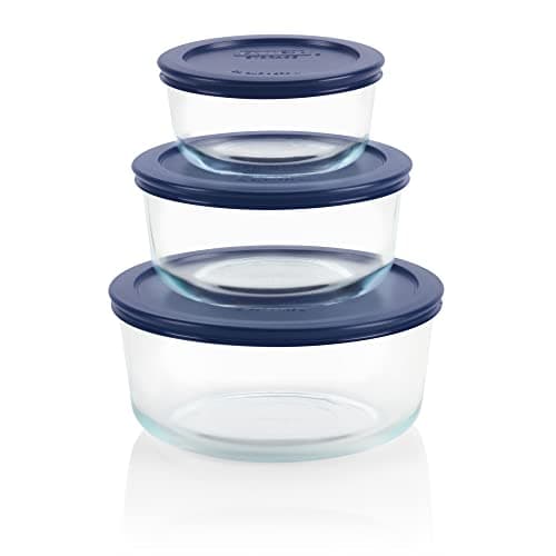 Image of Pyrex Simply Store 3-Pack (2, 4 & 7 Cup) Large Round Glass Food Storage Set with BPA-Free Lids, Dishwasher, Microwave & Freezer Safe