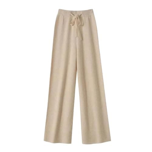 Image of Wool Knitted Wide-Leg Pants for Women Loose All-Matching Soft Glutinous Thickened Straight Long Pants for Outer Wear