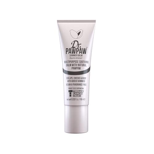 Image of Dr.PAWPAW Shimmer Balm 10ml, Multi Purpose Natural Fragrance Free, Hydrating Lips Skin Hair Cuticles and Nails, Subtle Shimmer Beauty Finishing Balm