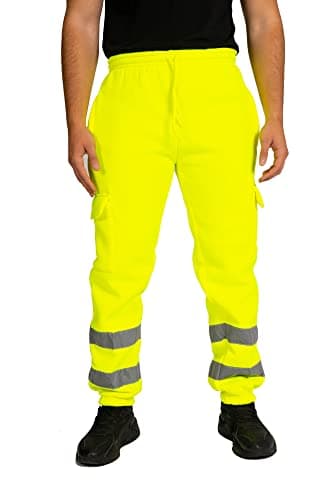 Image of LABEL APPAREL Hi Vis Viz Jogging Bottoms Joggers Workwear Trousers (Medium, Yellow)