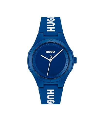 Image of HUGO Three Hand Quartz Movement Watch for Men #LIT Collection with Blue Silicone Bracelet - 1530414